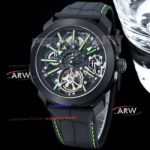 Bu1gari Octo Roma Black Case Skeleton Tourbillon All Balck Case Replica Watches 